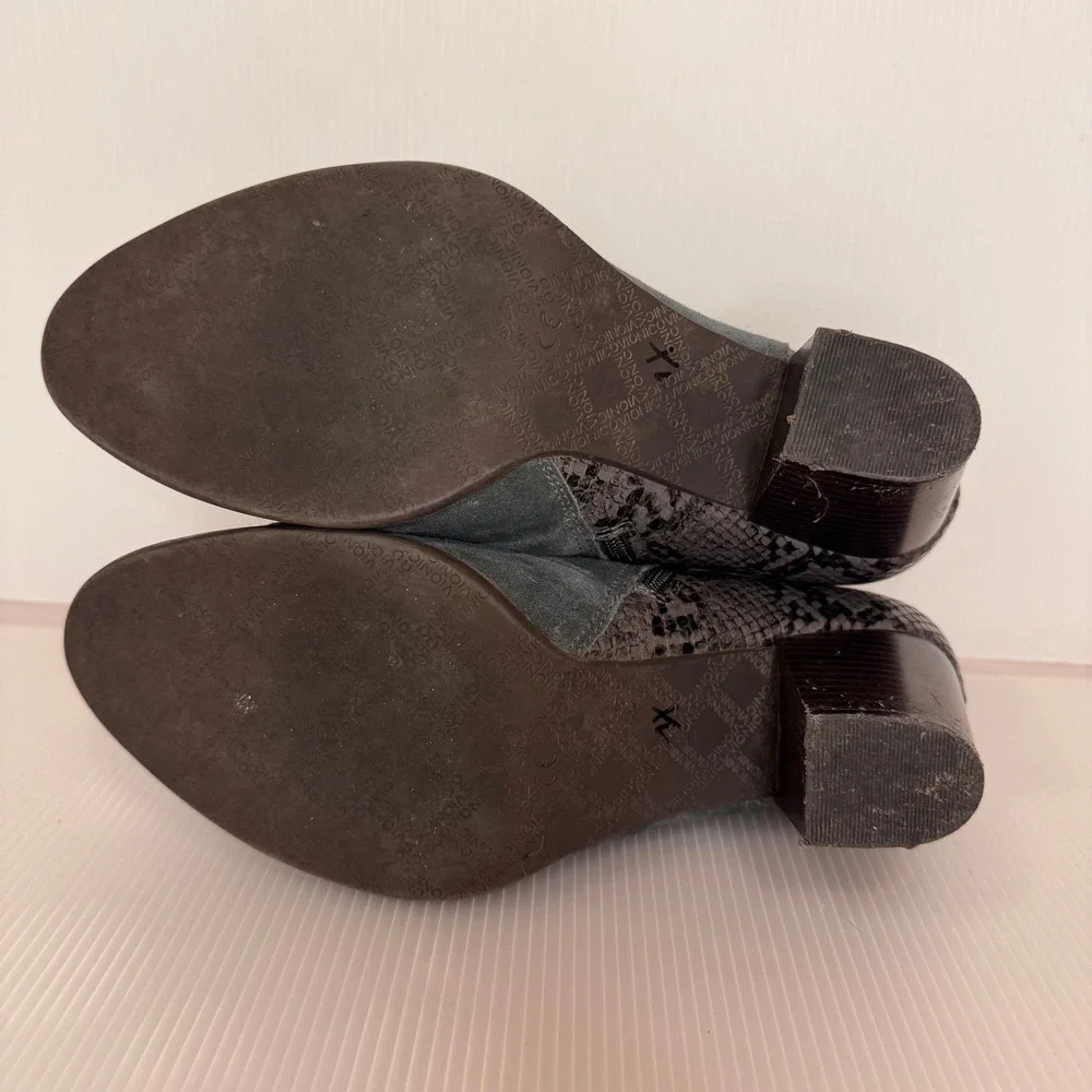 Vionic Naomi Snake Embossed‎ Suede Ankle Boots Block Heel Buckle Women 9 - Picture 7 of 9